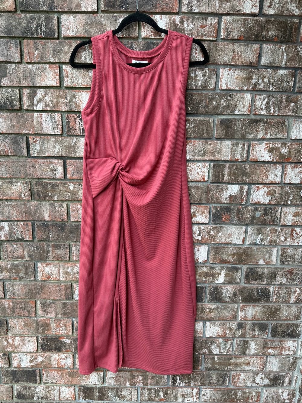 Sleeveless Knot-Front Midi Dress in Dusty Rose